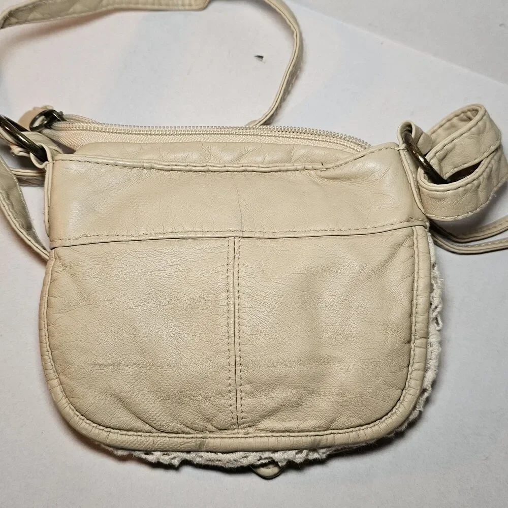 Mini Crossbody Purse Beige White Crochet Macreme Boho Chic Bohemian Hippie
